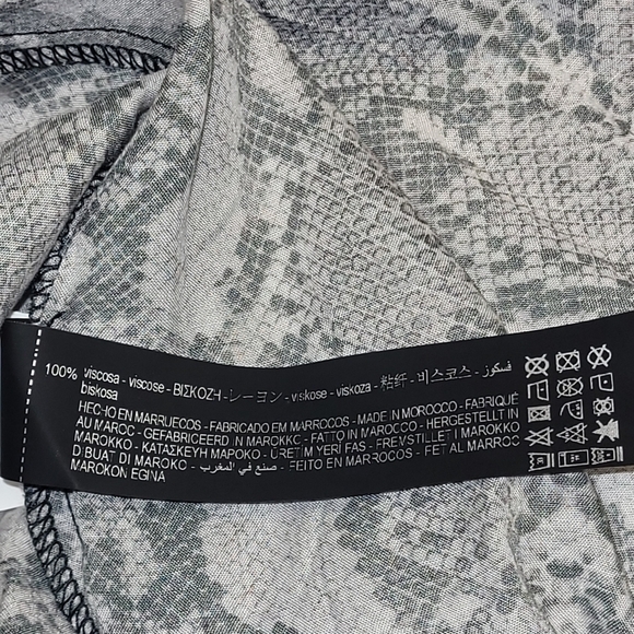 Zara Black And Grey Snake Print Long Shirt Dress Button Down Size XS - Picture 11 of 16